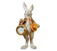 Tneukoom Bunny Figurine With Clock, Easter Rabbit Decor Gentleman Ornament,Resin Tabletop Statue With Pocket Watch Design,Cute Pink And Orange Home Accent For Holiday Display - 21cm Orange