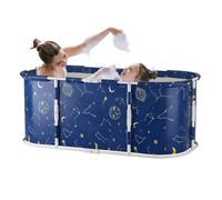Tneukoom Foldable Adult Bathtub - Large 120cm Portable Spa Tub for Relaxation, Aromatherapy & Hydrotherapy - Reinforced Frame, Durable Nylon Cloth, Compact for Small Spaces Blue