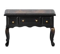 Tnfeeon 1:12 Wooden Dollhouse Desk Retro Miniature Table with Vintage Flower Pattern Three Functional Drawers for Organized Play Measuring 3.7 By 2.6 By 1.6 Inches Ideal for Miniature