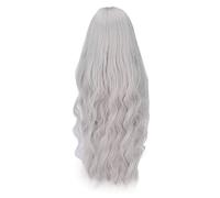Tnfeeon 1/3 BJD Doll Wig Long Curly Hair Fiber Long Deep Wave Curly Silver Gray Doll Hair for 1/3 BJD Doll Wig Dress Up DIY