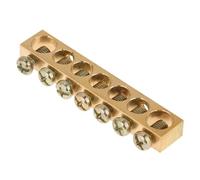 Tnfeeon 10pcs Brass Ground Bar Terminal Block 7 Hole, Reliable Resistant Easy Wiring, 2.24x0.67x0.31 Inch Size for Electricians PE30 Distribution Boxes Lighting Cabinets