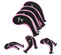 Tnfeeon 10pcs Neoprene Club Head Covers, Durable Protection for Iron and Putter, Easy Zipper Access Accessories for All Players (Pink)