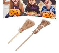 Tnfeeon 20Pcs Mini Broom Hanging Decoration, Miniature Artificial Mini Straw Brooms, Halloween Straw Craft Decoration Witches Accessory, Simulation Witch for Costume Cosplay Party