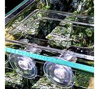 Tnfeeon 2PCS Fish Feeding Square Acrylic Floating Fish Food Ring for Betta and Goldfish Aquarium Easy to Use and Efficient Feeding Circle with Suction Cups (L)