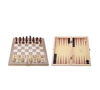Tnfeeon 3-in-1 Wooden Folding Chess, Hand Crafted Chess Checkers Backgammon Set, Portable Travel Game for Kids and Adults