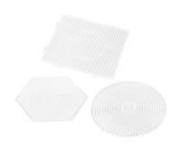 Tnfeeon 3 Shape Plastic Bead Boards for Creative Projects Large 0.2 Inch Beads Transparent Square Round Hex Templates Family Classroom Party Activities Hands On Color Recognition Fun