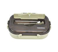 Tnfeeon 304 Stainless Steel Lunch Box -Set 1.3 L for 4 Compartments and Soup Bowl, Portable Box with Isolation Bag for Travel Picnic (Green 【Send chopstickspoon】)