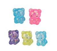 Tnfeeon 5Pcs Bear Stress Ball,Squeeze Mixed Color Soft Flexible TPR Stress Relief Slow Rising Stretchy Dough Balls for Kids Adults, Hand Eye Coordination and Concentration