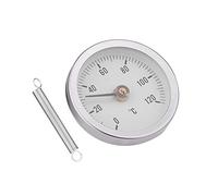 Tnfeeon 63mm Pipe Thermometer with Clip On Spring Waterproof Dustproof Thermometer IP55 Stainless Steel 0-120°C Thermometer for Pipes Surfaces Oil Power Plants Boat