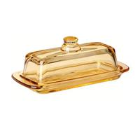 Tnfeeon Airtight Lid Rectangular Butter Keeper for Fresh Butter Storage Fridge and Dishwasher Safe Dish, Glass with Glass Dish (Amber)