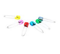 Tnfeeon Assorted Color Diaper Pins, Stainless Steel Plastic Head Safety Locking Nappy Pins for Baby and Adult Cloth Diapers (6 Colorful Bread-Shaped pins)