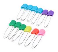 Tnfeeon Assorted Color Diaper Pins, Stainless Steel Plastic Head Safety Locking Nappy Pins for Baby and Adult Cloth Diapers (12 Colorful Bread-Head pins)