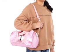 Tnfeeon Ballet Bag Princess Dance Bag Satin Material Large Capacity 20L Adjustable Strap for Young Dancer Classes and Performances Stylish Sequined Pattern Ensures Comfortable Grip (Pink Short Yarn)
