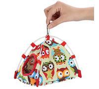 Tnfeeon Bird House Cozy Shelter for Small Birds, Warm Winter Bed with Owl Pattern Canvas Material, Easy Setup Hanging Tent Includes Comfort Mat for Parakeet Cockatoo Cage Decor, (Small)