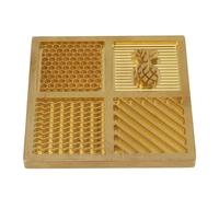 Tnfeeon Brass Ice Tray Vintage Artisan Ice Stamp Molds for Personalized Engraved Cocktail Cubes Solid Brass Construction with Wooden Storage Box Compact 4 X 4 Inch Size Ideal for