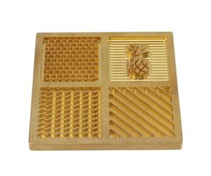 Tnfeeon Brass Ice Tray Vintage Artisan Ice Stamp Molds for Personalized Engraved Cocktail Cubes Solid Brass Construction with Wooden Storage Box Compact 4 X 4 Inch Size Ideal for