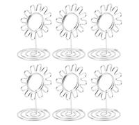 Tnfeeon Bulk Pack of 20pcs Table Card Holder Stand with Sunflower Design, Gold Plated Iron, Strong & Secure Clamp/Holder, Elegant & Eye-catching, Versatile & Multipurpose Use, Sturdy & (Silver)