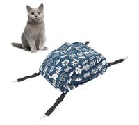 Tnfeeon Cat Hammock with Ball for Cage Hanging Double Layer Adjustable Pet Bed Cooling Ice Silk Mat Small Pets in Cages Soft Cats Ferret Puppy Rabbits (M 35x27x20cm / 13.78x10.63x7.87in Blue Cat Head)
