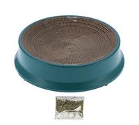 Tnfeeon Cat Scratching Pad, Refillable Corrugated Cardboard, 2-in-1 Cat Bed & Scratcher Lounge, Bowl Shape Design for Comfortable Resting, Sturdy Plastic Base for Long-lasting Use and (Blackish Green)