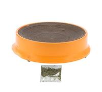 Tnfeeon Cat Scratching Pad, Refillable Corrugated Cardboard, 2-in-1 Cat Bed & Scratcher Lounge, Bowl Shape Design for Comfortable Resting, Sturdy Plastic Base for Long-lasting Use and (Orange)