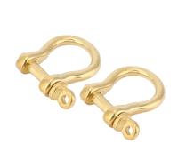 Tnfeeon Compact Pure Brass Bow Shackle 10mm Golden Key Ring Connector- Stable and Practical Anchor Shackle for Chains/Wire Ropes