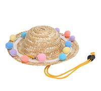 Tnfeeon Cool Dog Cat Sombrero Hat Lightweight Straw Pet Costume for Small Puppies and Kittens Comfortable Beach Party Photo Shoot Accessory Festive Summer Outing Wear (M)