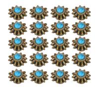 Tnfeeon Daisy Decorative Conchos Buckles, Zinc Alloy Simulation Turquoise Rivets, Vintage Western Metal Buttons for Leather Crafts (Blue)