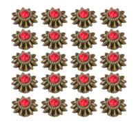 Tnfeeon Daisy Decorative Conchos Buckles, Zinc Alloy Simulation Turquoise Rivets, Vintage Western Metal Buttons for Leather Crafts (Red)