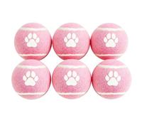 Tnfeeon Dog Tennis Balls 6PCS Textured Rubber and Plastic Dog Chew Ball 2.48 Inch High Bounce Teeth Cleaning Fetch Training Toys for Puppies and Small Medium Large Dogs (Claw Pink)