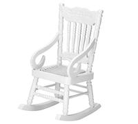 Tnfeeon Dolls House Rocking Chair, 1/12 Lightweight Wooden Dollhouse Furniture Set Fun Armchair Sofa Models Early Education Play Game Dollhouse Accessories for Baby[White]