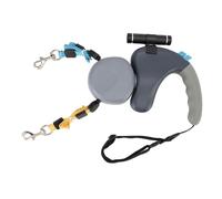 Tnfeeon Double Headed Dog Leash Dual Dog Leash 2 Retractable 3 Meters 360° Rotation No Shock Absorbing Cushion LED Light for No Walking (Gray)