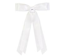 Tnfeeon Double Layer Satin Hair Bow Clip, Silky Smooth Ribbon with Secure Alligator Clip for Elegant Everyday Styling Women Youth Casual Outfits Brown Black White Wine Red (White)