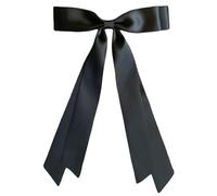 Tnfeeon Double Layer Satin Hair Bow Clip, Silky Smooth Ribbon with Secure Alligator Clip for Elegant Everyday Styling Women Youth Casual Outfits Brown Black White Wine Red (Black)