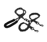 Tnfeeon Dual Reflective Walking Training Lead for Large Medium Dogs Shock Absorbing Bungee Reflective for Two Dogs (Black)