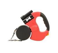 Tnfeeon Dual Retractable Dog Leash, 9.84ft Nylon Cord, ABS Handle (Red | Two Dog Walking Tool, LED Beacon for Dim Paths, Thumb Press Brake, Padded Grip Reduce Fatigue, Park Trail Sidewalk Use