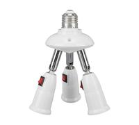 Tnfeeon E27 E26 Lamp Adapter Socket Extender ABS 3 in 1 Light Socket Extender with Button Switch 360 Degree Rotation 180 Degree Bending for Home Office Bedroom Conference Room