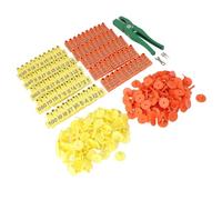 Tnfeeon Ear Tag Applicator Set, Stainless Steel Tools with Green Tags for Efficient Animal Identification on Farms (Green Pliers with Orange and Yellow Ear Tag)