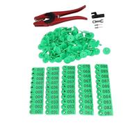 Tnfeeon Ear Tag Applicator Set, Stainless Steel Tools with Green Tags for Efficient Animal Identification on Farms (Red Pliers with Green Ear Tag)