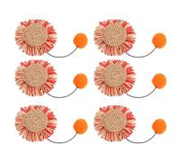 Tnfeeon Feather Toys Sunflower Interactive Toy Set with Pom for Indoor Outdoor Play Polyester 3.15 Inch Pet Refills Kitten Cat Teaser Wand Replacement 6pcs Anti Chew Pet Wand Toy Refills (Red)