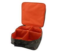 Tnfeeon Fishing Reel and Gear Case Polyester Fishing Tackle Storage Bag 4 Adjustable Compartments Padded Mesh Pocket Large Capacity for Fly Reels Spare Spools and Tools (Camouflage)