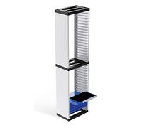 Tnfeeon Game Storage Double Tower, Organize 36 Games with Stylish Display & Space-Saving Design for Home or Office, ABS Material, Durable & Sturdy Construction, for Video