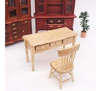 Tnfeeon Handcrafted Wooden Desk 1:12 Scale Miniature Dressing Table with Functional Drawer Compact 4.7 X 1.9 X 2.8 Inches for Dollhouse Living Room Study Scene Setting Enhancing