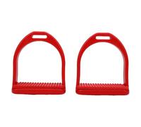 Tnfeeon Horse Riding Stirrups Red Non Slip Rubber Tread Safety Design for Beginners Kids Training Strong Engineering Plastic Wide Footplate Equestrian Equipment (Large Size 1.69 X 9.06in)