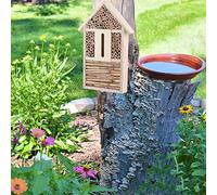 Tnfeeon Hotels Mason Bee Shelter for Garden Outdoor Pollinator Nesting Box Wall Mount Decoration Wooden Bee House 30x20cm Solitary Wall Mount Decoration