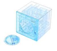 Tnfeeon Innovative Money Maze Puzzle Bank, Educational Logic Challenge for Saving Skills Development, Interactive Tilt and Guide Ball Game Fun, 3.5x3.5x3.5 Inches 6 Ounces for Ages 3 Up (Blue)
