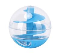Tnfeeon Interactive Cat Treat Ball, Slow Feeder Puzzle Spiral Design Slows Eating 3x for Indoor Cats in Apartments Adjustable Challenge with Quick Refill Rinse 15 Minute Play Weight (Blue)