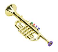 Tnfeeon Kid Trumpet Golden Coated Plastic Children Preschool Music Toys Wind Instrument for Musical Intelligence Training