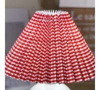 Tnfeeon Lampshade, E27 Pleated, Dark Blue Fabric Lamp Shade, 9.8 X 6.2 X 3.1 in for Bedroom and Office (red Plaid lampshade)