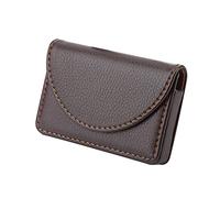 Tnfeeon Leather Business Card Holder, Slim and Compact Design, Sturdy Construction, Magnetic Shut, Ideal Business Men and Women, Fits Perfectly in Pocket, Multi-Functional (Coffee)