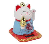 Tnfeeon Lucky Waving Cat, Plastic Solar Powered Fortune Cat, Fortune for Home Car Decor, Energy Efficient Waving Maneki Neko for Office and Home (Blue)